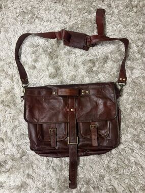 HandmadeVintage Brown Leather Messenger Bag